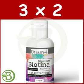 Pack 3x2 Champú Biotina y Aloe Vera 100Ml. Drasanvi