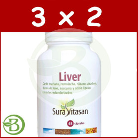 Pack 3x2 Liver 650Mg. 45 Cápsulas Sura Vitasan