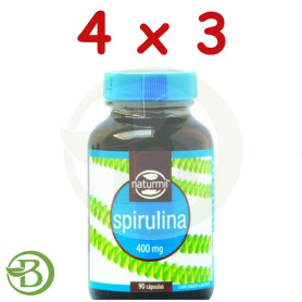 Pack 4x3 Spirulina 90 Cápsulas Naturmil