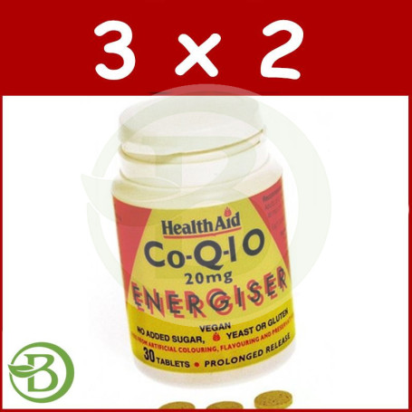 Pack 3x2 Co Q-10 20Mg. Liberación Prolongada Health Aid