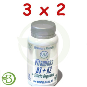 Pack 3x2 Vitamina D3 + K2 + Silicio Orgánico 90 Cápsulas Ynsadiet