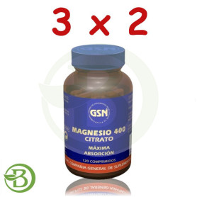 Pack 3x2 Magnesio Citrato 400 120 Comprimidos G.S.N.