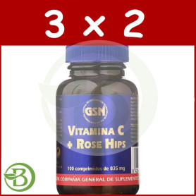 Pack 3x2 Vitamina C con Rose Hips 100 Comprimidos G.S.N.