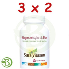 Pack 3x2 Magnesio Bisglicinato Plus 120 Cápsulas Sura Vitasan
