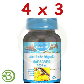 Pack 4x3 Aceite De Hígado De Bacalao 1000Mg 90 Perlas Naturmil