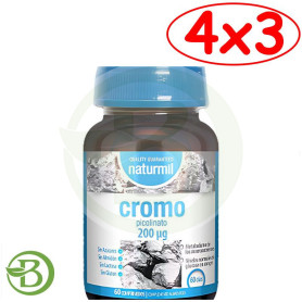 Pack 4x3 Picolinato De Cromo 200Ug 60 Comprimidos Naturmil