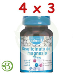 Pack 4x3 Bisglicinato De Magnesio 750Mg 90 Comprimidos Naturmil