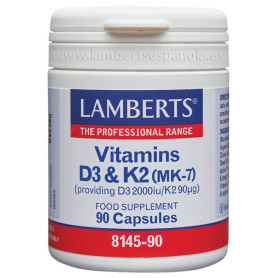 Vitaminas D3 2000Ui y K2 90Mcg 90 Cápsulas Lamberts