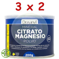 Pack 3x2 Mineral Citrato De Magnesio Polvo Sabor Limón 200Gr Drasanvi