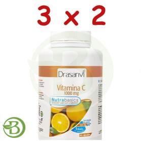 Pack 3x2 Vitamina C 1000Mg 90 Cápsulas Nutrabasics Drasanvi