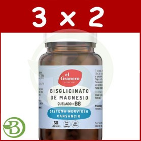 Pack 3x2 Bisglicinato De Magnesio + B6 60Capsulas Granero