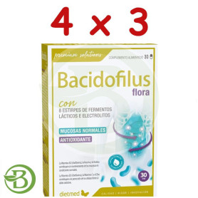 Pack 4x3 Bacidofilus Flora 30 Cápsulas Dietmed