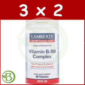 Pack 3x2 Complejo de Vitaminas B-100 60 Tabletas Lamberts