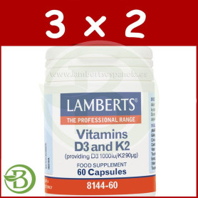 Pack 3x2 Vitamina D3 y K2 60 Cápsulas Lamberts