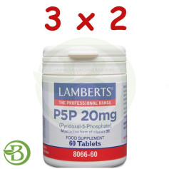 Pack 3x2 P5p 20Mg. (Piridoxal-5-Fosfato. Vit B6 Forma Activa) 60 Tabletas Lamberts