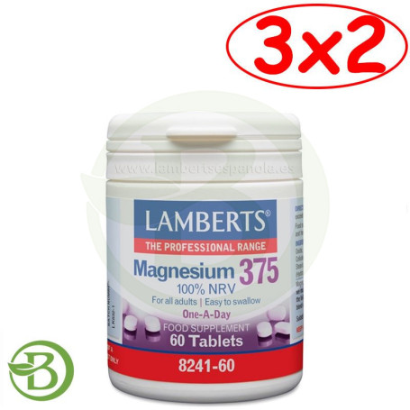 Pack 3x2 Magnesio 375 60 Tabletas Lamberts