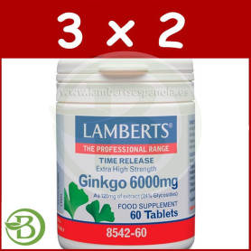 Pack 3x2 Ginkgo Biloba 6.000Mg. 60 Tabletas Lamberts