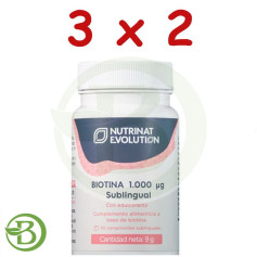 Pack 3x2 Biotina 1.000Μg Sublingual 30 Comprimidos Nutrinat Evolution